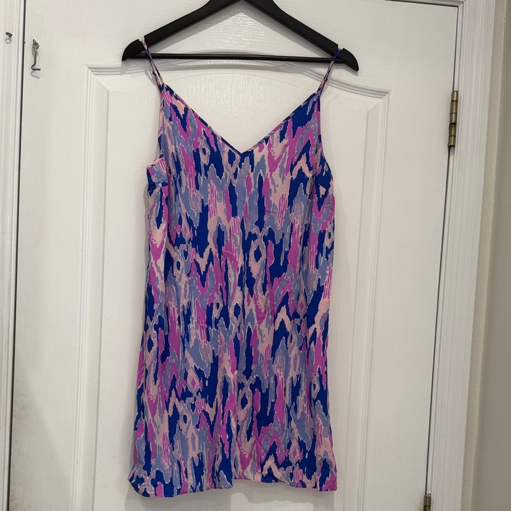 Lilly Pulitzer Blue, Pink and Gray Abstract Slip Dress